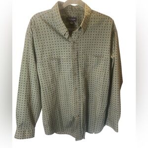 Van Heusen Geometric Design Navy/Khaki//Moss green Button-down Dress Shirt L